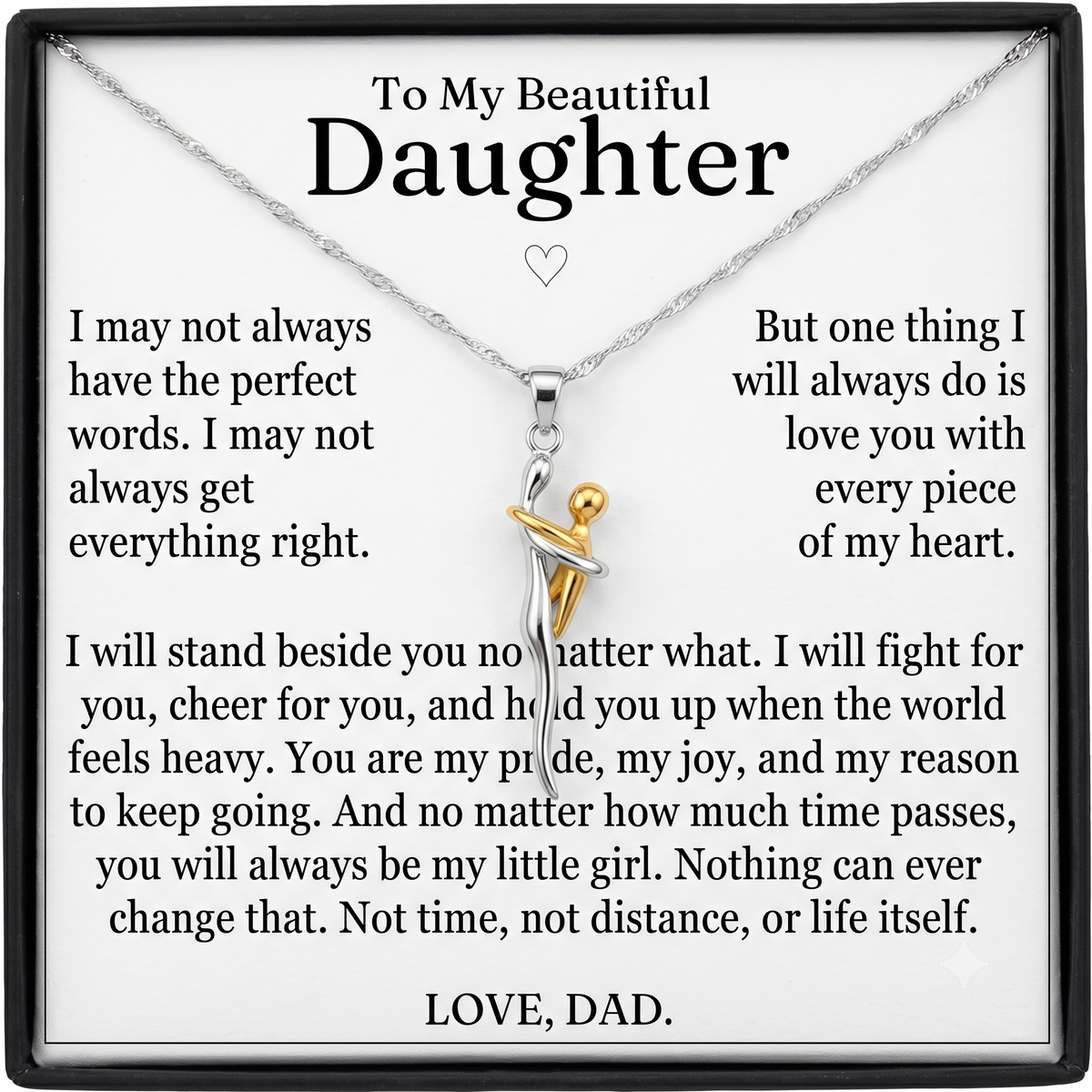 To My Daughter - "father Daughter Hug" Necklace