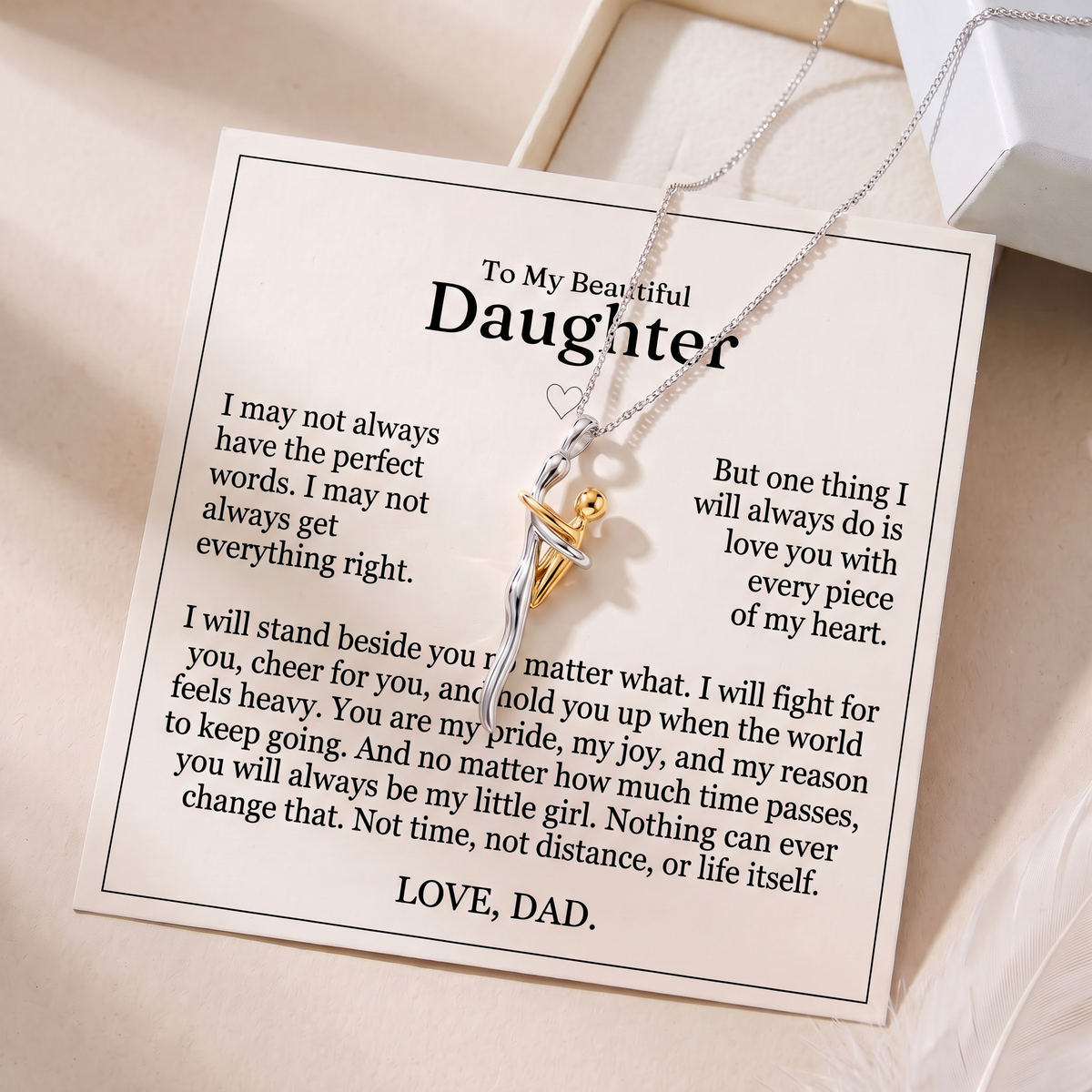To My Daughter - "father Daughter Hug" Necklace