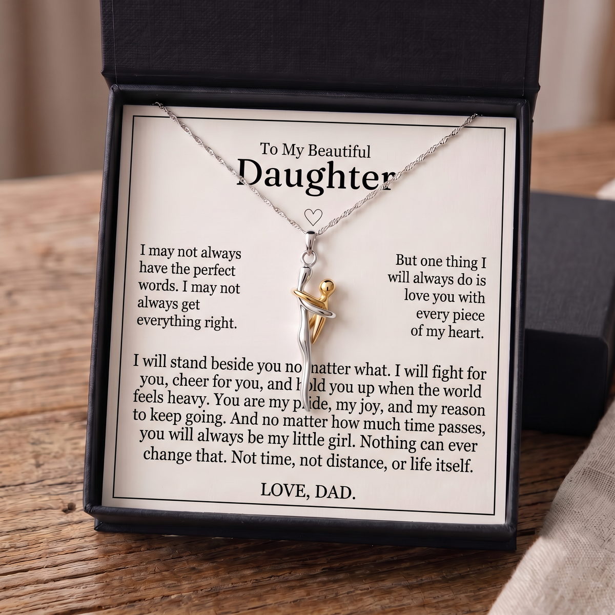 To My Daughter - "father Daughter Hug" Necklace