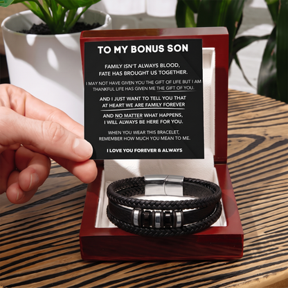 To My Bonus Son - "Family Forever" Braided Bracelet