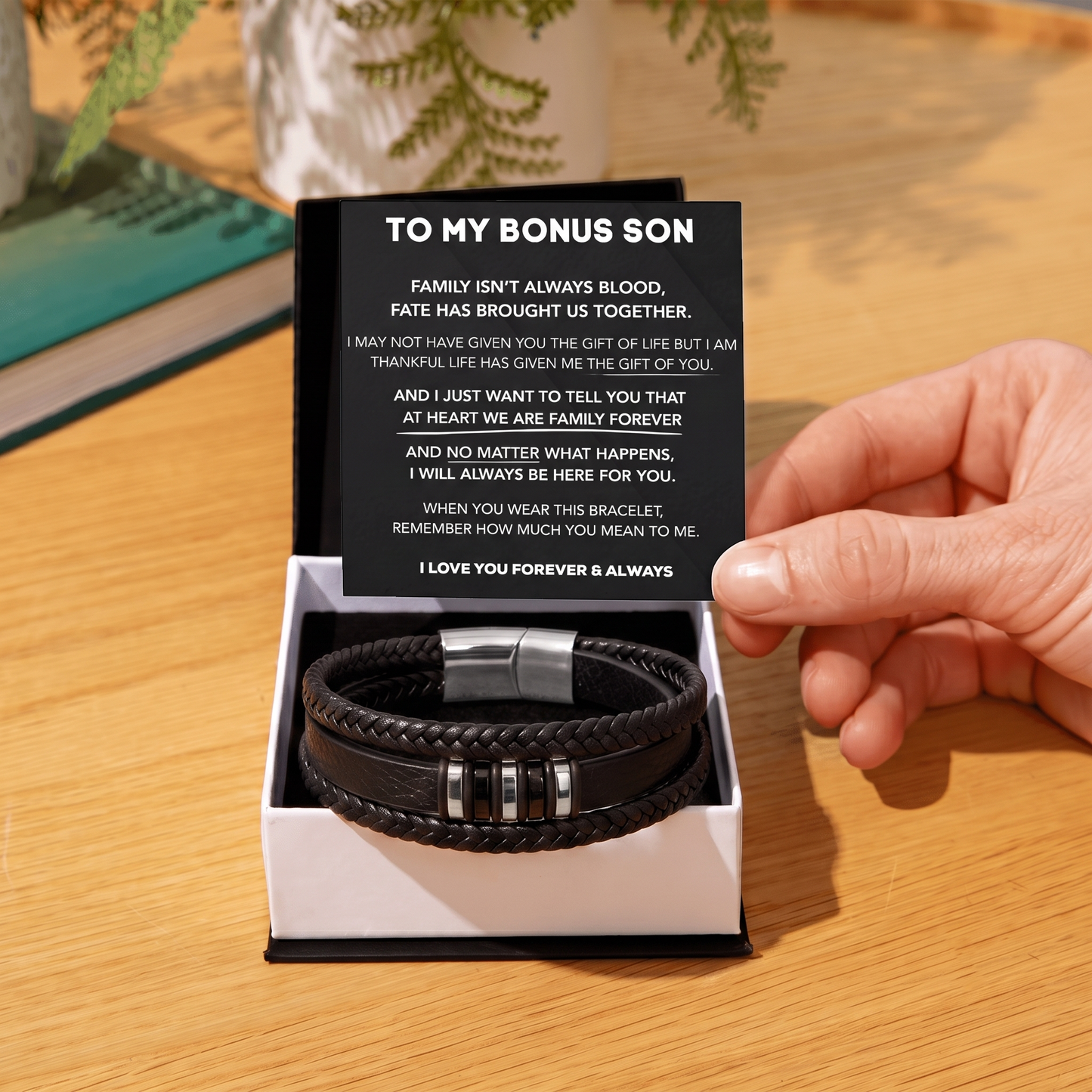 To My Bonus Son - "Family Forever" Braided Bracelet
