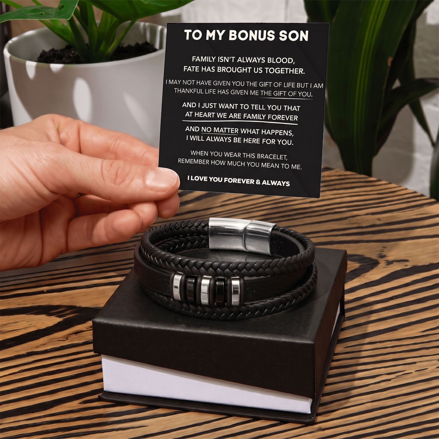 To My Bonus Son - "Family Forever" Braided Bracelet
