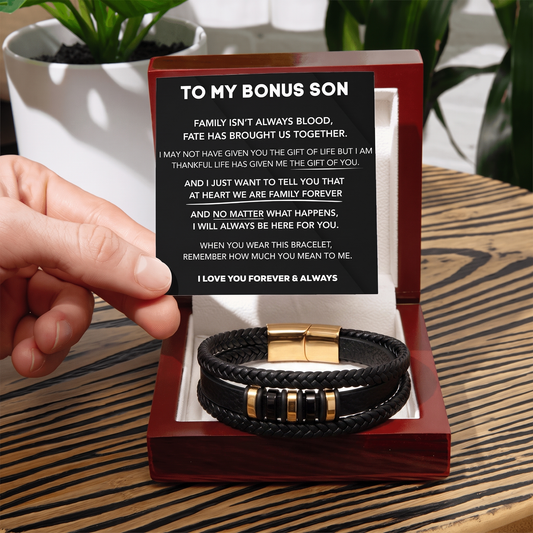 To My Bonus Son - "Family Forever" Braided Bracelet