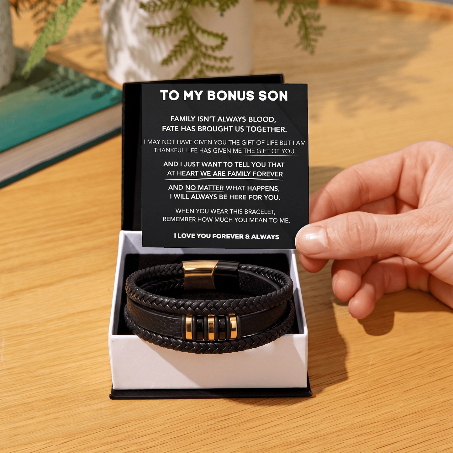 To My Bonus Son - "Family Forever" Braided Bracelet