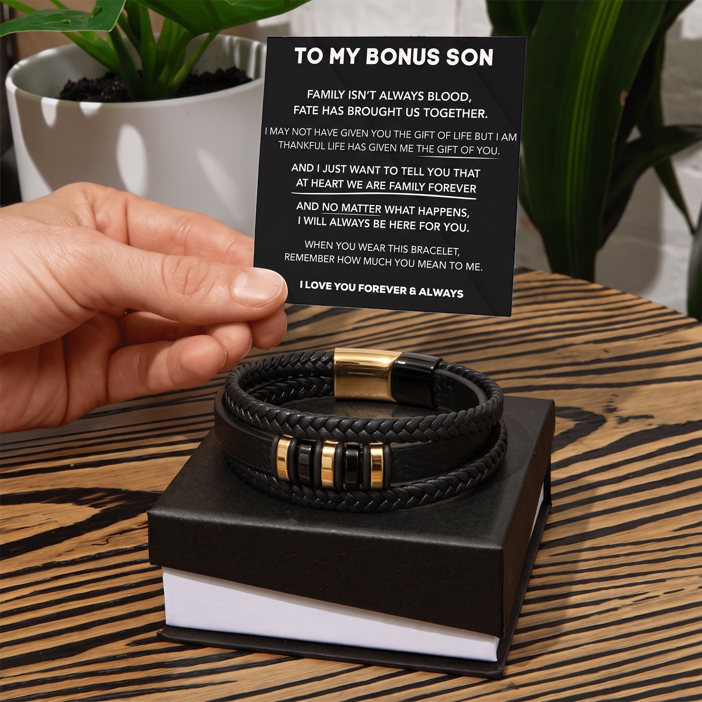 To My Bonus Son - "Family Forever" Braided Bracelet
