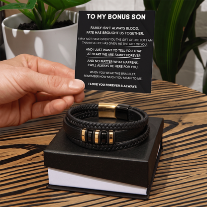 To My Bonus Son - "Family Forever" Braided Bracelet