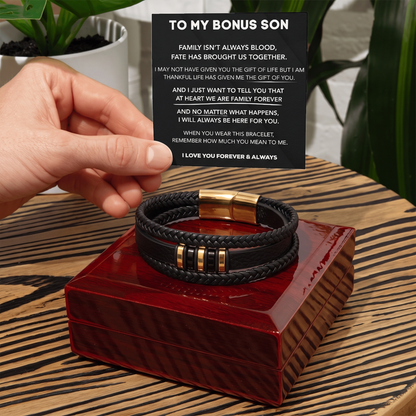 To My Bonus Son - "Family Forever" Braided Bracelet