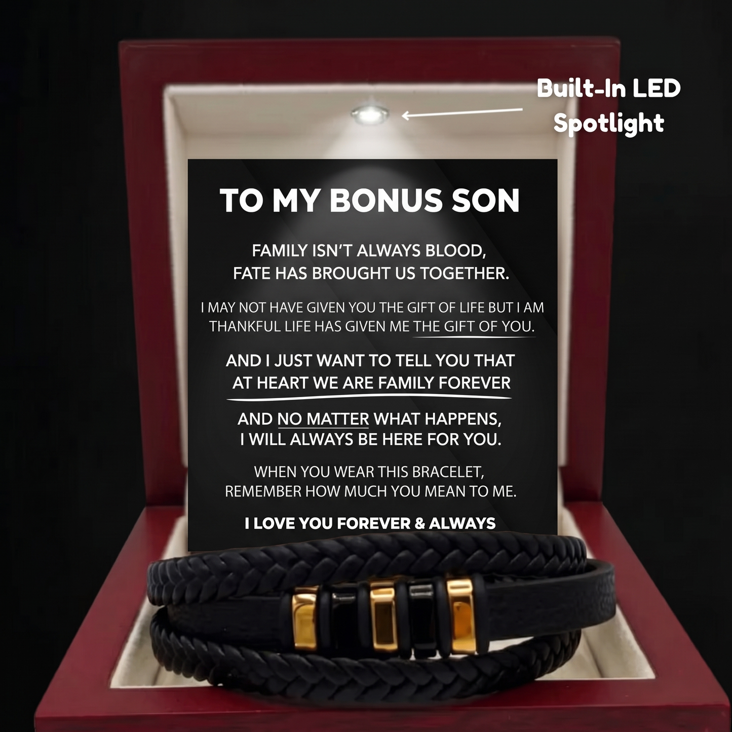 To My Bonus Son - "Family Forever" Braided Bracelet